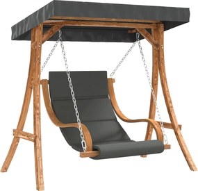 vidaXL Scaun balansoar cu pernă și baldachin, lemn masiv de molid