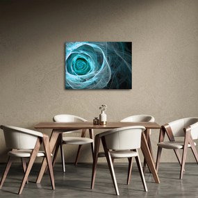 Tablou - Abstract trandafir albastru cu fundal negru (70x50 cm)