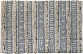 Covor din bumbac țesut manual, albastru și alb, 160 x 230 cm, 1600 gr, „Cotton Carpet Blue"