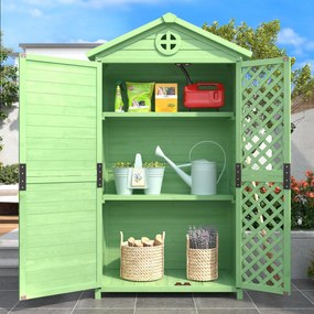 Depozit de mobilier de grădină din lemn pentru exterior, magazie de unelte rezistentă la intemperii, cu mult spațiu de depozitare și construcție din lemn stabilă, 90×56,5×175,3 cm, Verde