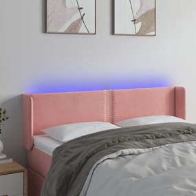3123149 vidaXL Tăblie de pat cu LED, roz, 147x16x78/88 cm, catifea