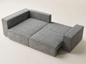 Colțar gri extensibil/cu spațiu de depozitare cu tapițerie din chenille (cu colț pe partea stângă/în formă de ”L”) Tonga – Maison de Rêve