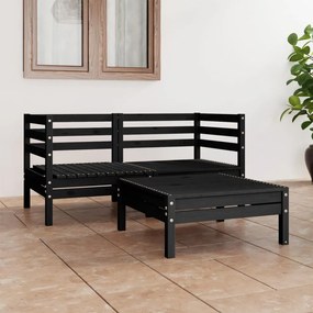 3082396 vidaXL Set mobilier de grădină, 3 piese, negru, lemn masiv de pin