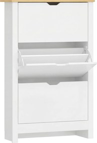 HOMCOM Dulap Slim pentru 18 Pantofi, 3 Sertare cu 2 Rafturi Reglabile Alb | Aosom Romania