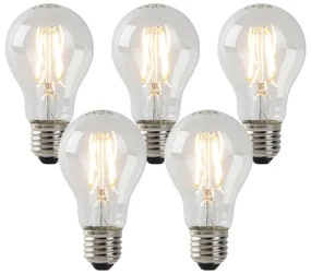 Set de 5 becuri LED E27 transparente 3W 250lm 2200K
