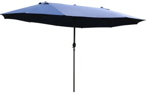 Outsunny Umbrela de Gradina 460x270x240 cm Dubla cu Deschidere cu manivela, Otel si Poliester Albastra