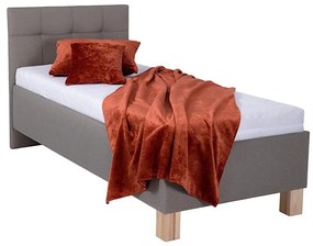 Pat tapițat MARIA ONE, 90x200 cm, cu spațiu de depozitare, fără saltea, culoare taupe