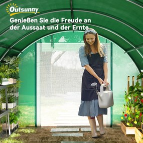 Outsunny Seră tip tunel 6 x 3 x 2 m cu plasă de protecție solară, pereți laterali rulabili, învelitoare din plastic, cadru din oțel, verde | Aosom Romania