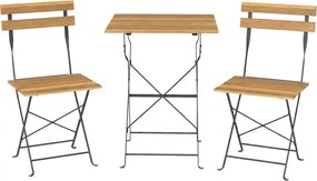 Outsunny Set mobilier de grădină bistro 3 piese, 2 scaune pliabile, masă pătrată din lemn de acacia, 55x55x71cm, natural | Aosom Romania