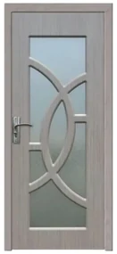 Usa Interior din MDF Novo Doors ND309, Cadru din Lemn Masiv, Geam Sablat, KIT COMPLET, Toc , Manere si balamale incluse (Culoare: Crem, Dimensiune: