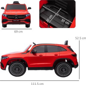 HOMCOM Mașină Electrică cu Licență Mercedes, Auto pentru Copii cu Telecomandă, Faruri și Claxon, 111.5x69x52.5 cm, Roșie