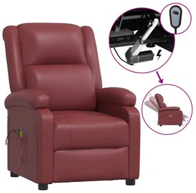 3073716 vidaXL Fotoliu de masaj electric, roșu vin, piele ecologică