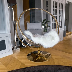 Scaun suspendat cu suport,BUBBLE TIP 2, transparent/auriu/gri