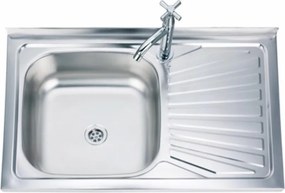 Chiuveta inox Inter Ceramic cu o cuva si picurator dreapta finisaj inox lucios 80x50 cm