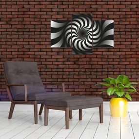 Tablou abstract cu spirala alb neagră (90x60 cm)