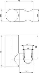 Round Suport de perete, pentru dușurile de mână, alamă ANR_C21U