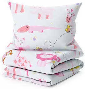 Lenjerie de pat pentru patut din bumbac Renforce ZOO roz Dimensiune lenjerie de pat: 45 x 65 cm | 90 x 140 cm