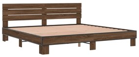 3280136 vidaXL Cadru de pat, stejar maro, 180x200 cm, lemn prelucrat și metal