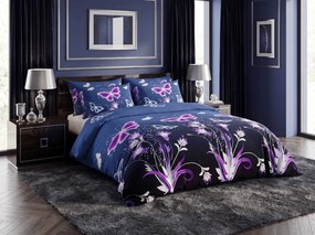 Lenjerie de pat din microfibra VIOLET BUTTERFLY albastru inchis Dimensiune lenjerie de pat: 2 buc 70 x 90 cm | 200 x 220 cm