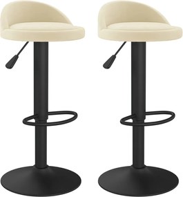 vidaXL Scaune de bar, 2 buc., crem, catifea