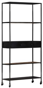 vidaXL Bibliotecă, 80x35x180 cm, lemn mango nefinisat &amp; fier