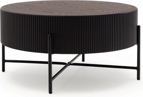 Măsuță de cafea pentru living Corbi 80 cm - nuc închis / negru mat