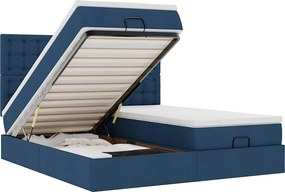 vidaXL Cadru de pat otoman cu saltele, țesătură albastră 180x200cm