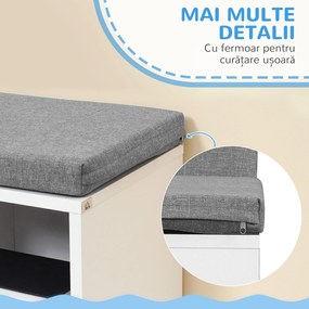 HOMCOM Bibliotecă Modulară cu 5 Rafturi Deschise și 2 Perne, Mobilier pentru Living, Dormitor și Birou, Gri Alb | Aosom Romania