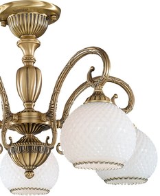 Lustra aplicata cu 5 brate clasic design italian din alama, sticla 8400 RA-PL. 8420/5