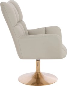 HR650N Scaun Ecru Piele Ecologica Premium Soft cu Bază Aurie