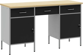 vidaXL Dulap de lucru cu sertar 3 pcs Negru 150 x 55 x 85 cm