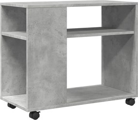 vidaXL Masă laterală cu roți, gri beton, 70x35x60 cm, lemn prelucrat