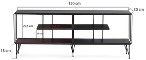 Comoda TV Eze, Crem - Alb - Maro - Gri, 120 x 45 x 30 cm