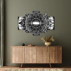 Tablou cu ornamente alb negre (150x105 cm)