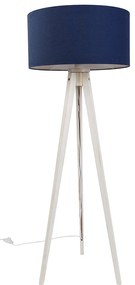 Lampă de podea trepied albă cu abajur din material textil albastru închis 50 cm - Tripod Classic