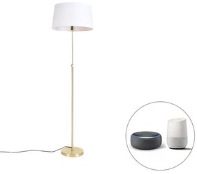 Lampă de podea inteligentă aurie cu abajur din in alb 45 cm inclusiv Wifi A60 - Parte