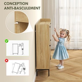 HOMCOM Mobila de pantofi 16 perechi cu 4 sertare, uși rabatabile, rafturi reglabile, 110 x 23,5 x 95,5 cm, stejar | Aosom Romania