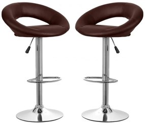 Set 2 scaune bar, Bedora Oval, piele ecologica, maro