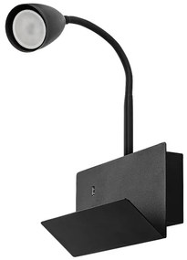 Lampă de perete cu raft Rabalux 71089 TACITO 1xGU10/25W/230V negru