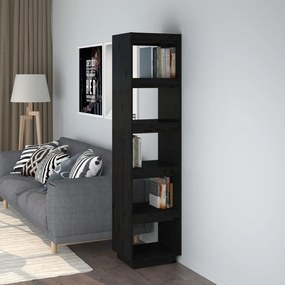 810858 vidaXL Bibliotecă/Separator cameră negru 40x35x167 cm lemn masiv pin