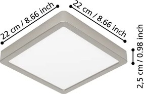 Eglo 901321 - Plafonieră LED FUEVA, 10,5W/230V, 2700/4000/6500K, 22x22 cm, crom