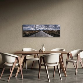 Tablou drumului în deșert (cu ceas) (90x30 cm)