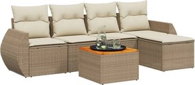 vidaXL Set canapele de grădină cu perne, 6 piese, bej, poliratan