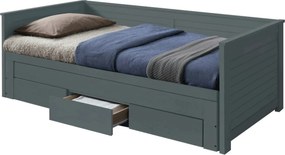 Pat extensibil GORETA, 90x200/180x200, gri, cu somiera si 3 sertare pe