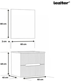 Trent mobilier de baie 60 cm chiuvetă ceramică (2 sertare) cu oglindă 60x80 cm gri antracit