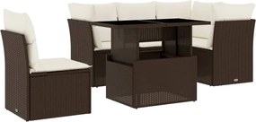 vidaXL Set canapele de grădină cu perne, 6 piese, maro, poliratan