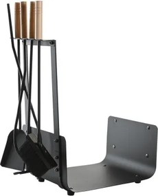 Set decorativ 4 figurine tip brad, stil industrial minimalist, culoare negru, din oțel și lemn de pin, „Woodshed”