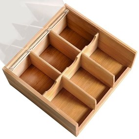 Kesper 58903 Organizator pentru ceai din bambus, 6compartimente, 22 x 21 x 9,5 cm