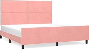 vidaXL Cadru de pat cu tăblie, roz, 180x200 cm, catifea