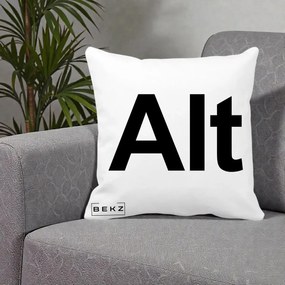 Perna Personalizata Tasta Alt Tipografie Bold, 40x40 cm, Alba Mata, Husa Detasabila, Perna Inclusa, BEKZ®